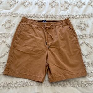 GAP Tan Drawstring Shorts with Striped Waistband